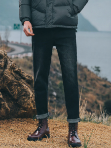 Enjeolon | Quần Jeans Nam In Hình Mèo Mềm Đã Xử Lý Bằng Đá