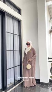 PROMO Abaya Basic Habibah Premium Gamis Plain Umroh Daily Abaya Kancing Dress Gamis Batwing Oversize Katun Inara Button