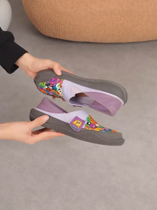 Joy&Mario Fashion Cartoon-Pattern Breathable Comfort Rubber Flat Sole Loafers