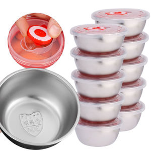 YESPERY 304 Stainless Steel Food Container Fresh Keeping Box Sealed Lid Crisper Lunch Meal Prep Storage Fridge Kitchen Set Round Bowl