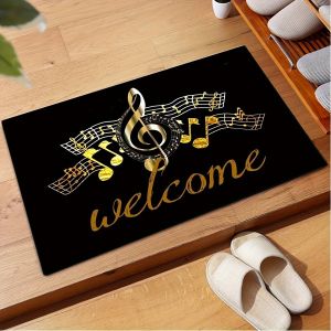 VIKAMA Musical Note Doormat with Elegant Welcome Lettering - Ideal for Entryway And Bedroom Artistic Home Decor Mat