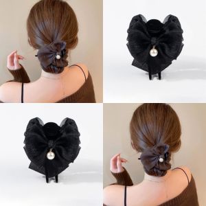 New 2025 Double Layer Silver Thread Chiffon Hair Clips Volume Enhancing Multi Use Versatile Ball Head Tail Clip Hair Accessories