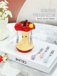 Creative  Core Fruit Fork Set Safe Stainless Steel Colorful Mini Fork Cute Dessert Fruit Tag for Home Use And Children