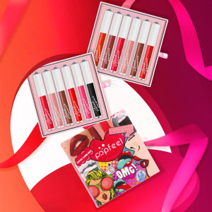 POPFEEL 6-Pack Candy Color Lip Gloss&Lip Stain Set-ยาวนาน สูตรไม่โอนสําหรับทุกโอกาส เหมาะสําหรับงานปาร์ตี้แต่งหน้า