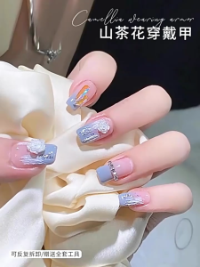 24Pcs/Box Fake Nails Set Translucent Wearable Nails cute in style manicure tablets