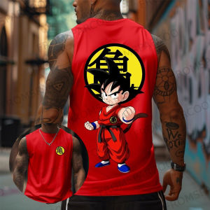 Bandai | Dragon Ball Goku Anime Printed Pure Cotton Tank Top American Mens and Womens Loose Summer Fashion Sporty Top