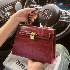 TAMATHA Luxury Stone Pattern Kelly Bag Wedding Handbag Womens Crossbody Bag Soft PU Leather Casual Style Spring 2024