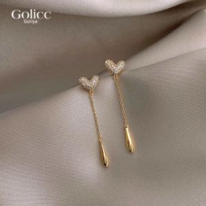 Delicate Tassel Heart Shaped Earrings Womens Fashion Jewelry Elegant Luxury Trendy Unique Beautiful Ear Decorations