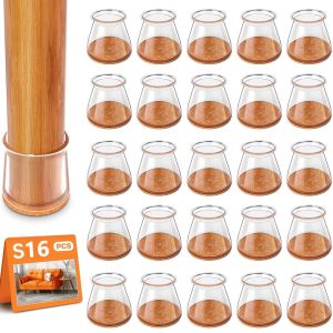 16 Pcs Silicone Chair Leg Floor Protectors with Non-slip Felt Furniture Cups for Hardwood Floors Protect Floors from Scratches