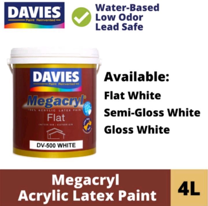 DAVIES MEGACRYL PREMIUM PAINT 1 GALLON FLAT, SEMI-GLOSS, GLOSS LATEX ...