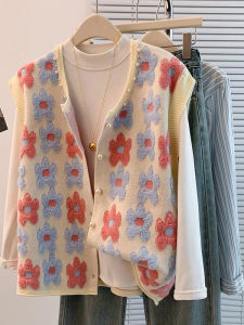 AIYITI | Attractive Velvet Flower Knit Vest Large Size
