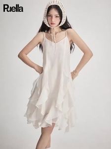 puella | Ruffle Hem A-line Spaghetti Strap Irregular Flared Dress
