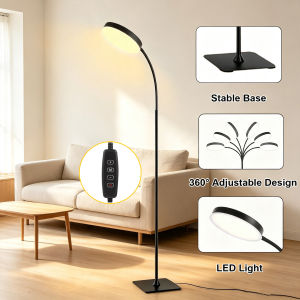 LED Floor Lamp Adjustable Reading Light with Flexible Gooseneck Dimmable Table Floor Standing Task Light for Indoor Room Study