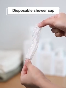 100pcs Clear Waterproof Shower Caps Elastic Thickened Extra Large Hair Bath Cover For Beauty Salon