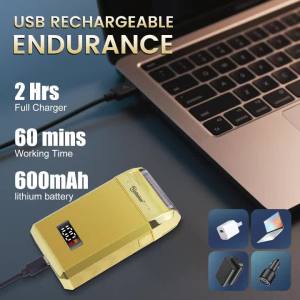 Máy Cạo Râu Điện Hatteker Dành Cho Nam Màu Trắng Lưỡi Dao Kép Dao Động Bằng Thép Không Gỉ Sử Dụng Tại Nhà Máy Làm Tóc Kèm Đầu Dầu.