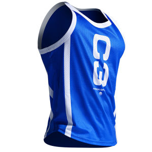 การออกกําลังกายของผู้ชาย เสื้อกล้าม วิ่งแห้งเร็วการแข่งขันดูดซับเหงื่อ ระบายอากาศได้ดี ตาข่าย แขนกุด เสื้อผ้าบาสเก็ตบอลสไตล์เยาวชน