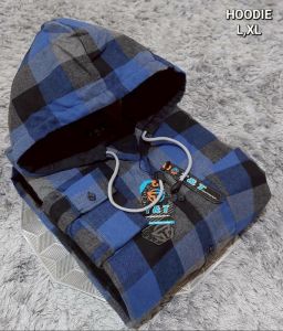 Kemeja Flanel Panjang Hoodie Pria / Flanel Hoodie Premium Quality size M L XL