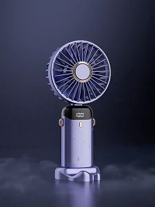 N15 พัดลมพกพา จอแสดงผลดิจิตอลแบบพกพาแบบชาร ์ usb พัดลมมือถือ เดสก์ท็อป / มือถือ /ห้อยคอ ปรับได้ 5 Mini fan
