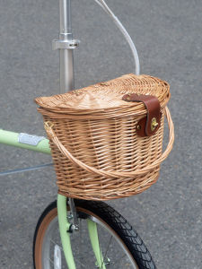 Retro Wicker Foldable Bicycle Basket with Cover D10D7 Bike Basket Carriage Small Cloth Basket Liner Quick Installation Fixed