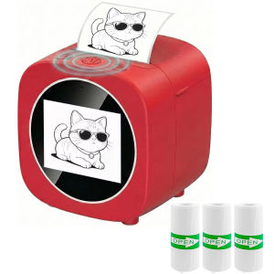 EKLEVA AI Voice Sticker Printer Mini Portable Thermal Sticker Make with 3 Rolls Paper for Notes Journal Pictures Photos School