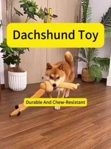 Extra Long Dachshund Stuffed Animal Toy Soft Bendable Body with Sound Function Ideal as a Warm-Up Doll for Cats in Winter Month