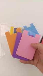 Silicone Phone Card Holder Solid Color Back Sticker for Bus Cards and Id Cards Anti-Drop Protective Cover Card Sticker Bank Card and Bus Card Holder Self-Adhesive Non-Slip Wear-Resistant Phone Card Holder Sticker