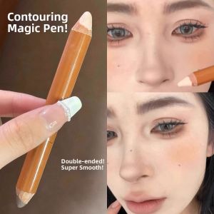 MENGJIESHANGPIN | Dual-Head Matte Highlighting Contouring Eyebrow Shaping All-In-One Stick Concealer Makeup Brush For Face And Nose