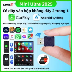 CarlinKit 5.0 Mini Ultra Không Dây Cho Ô Tô OEM Cắm Chơi WiFi Bluetooth Tự Động Kết Nối Android Tự Động Không Dây CarPlay Xanh Đậm
