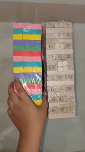 Mainan Edukasi Anak Susun Balok Kayu 54 Pcs Ukuran Jumbo Bahan Kayu Asli Angka atau Warna Block