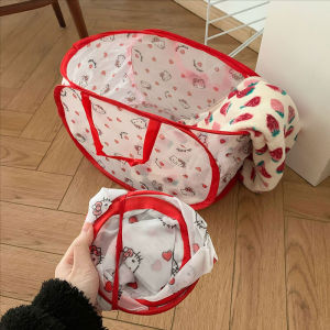 YESPERY Sanrio Hello Kitty Foldable Laundry Basket Storage Bag Dirty Clothes Laundry Hamper Cartoon Kt Cat Organizer Bag Collapsible