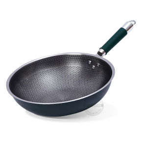 Onetwone 32cm honeycomb frying pan non-stick flat pan 430 stainless steel wok gas and induction cooker pot cellular texture pan