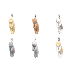Flocking Hanging Cat Toy Orange And White Striped Bag Charm Egg Rotating Toy Collectible Anime Japanese Brand Qualia