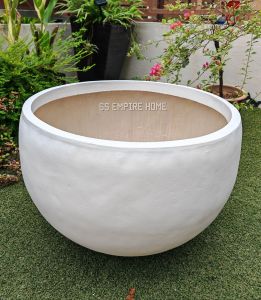 REX FP15 Tall White Fiberglass White Round Lotus Water Lily Plant Flower Conical Flat Pot Pasu Bunga Garden Pokok Bonzai