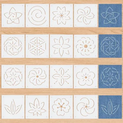 16Pcs Plastic Sashiko Stencil 5x5inch Flower Patterns Embroidery Tool Drawing Line Template for Hand Quilting and Embroidery