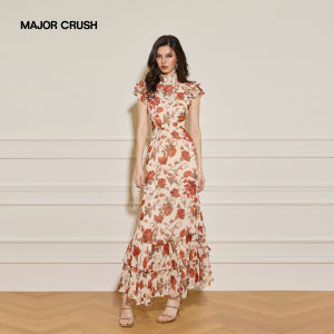 Modern Chinese Cheongsam Rose Buckle Pearls Sleeve Dress
