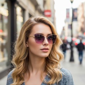 Trendy High-Appearance Cat Eye Sunglasses Sun Protection & UV Resistant Daily Streetwear Metal Glasses 8390