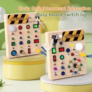Montessori Busy Board With Switch Control Wooden Toddler Toys Sensory Travel Activities Toys For Kids Puzzle Early Learning Toys