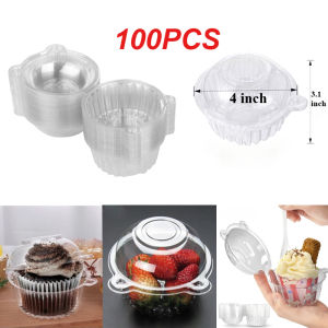 100Pcs Cute Transparent Cupcake Box with Lid Muffin Dessert Snack Holders Party Cake Supplies Bakery Package Container