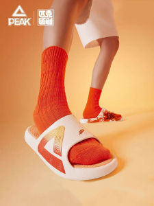 Peak Mens Sport Slippers Anti-slip Basketball Beach Shoes Zhu Que Color 2025 Autumn Fashion Trendy Water Proof No Tie Closure