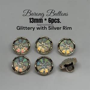 13mm Barong Buttons with Gold / Silver Rim 6pcs & 50pcs per pack