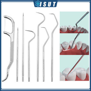 7 Pcs Toothpick Set Metal Stainless Steel Cleaning Tooth Portable Toothpick Box Holder Environmental Protection Toothpick Oral Care Keychain Portable Floss With Storage Tube