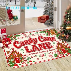 VIKAMA Christmas Candy Cane Doormat Indoor/Outdoor Entryway Welcome Mat Festive Party Decorative Rug Home Decor
