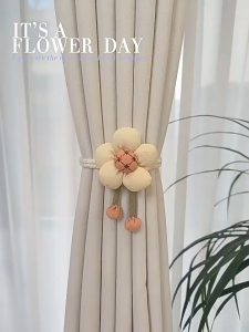 2Pcs Pengikat Gorden Dekoratif Ikat Gorden Tassel Bunga Matahari Ikat Horden Bandul Kecil