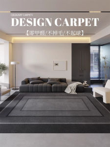 Modern Style Living Room Carpet Black Sofa Tea Table Mat Bedroom Floor Mat No Wash Long Rectangle Mixed Fabric Geometric Pattern