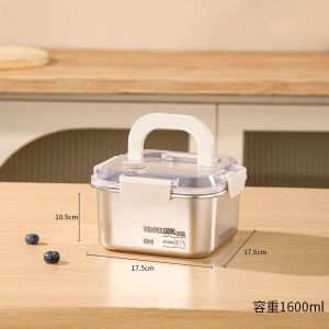 Large Capacity Food Grade Stainless Steel  Keeping Box Refrigerator Special Home Use Sealed Box Storage Container with Lid