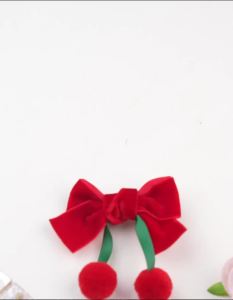 2pcs Girls Lovely Red Velvet Bows Hair Ball Hair Clip Christmas New Year Cute Double Ponytail Clip Handmade Hair Accessories