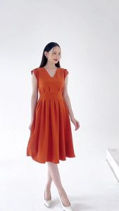 [Voucher 15% MOV 199K cap 100K Đầm nữ HeraDG thiết kế dáng xòe vai chờm xếp ly chất tuytsi cao cấp SDPBC2171