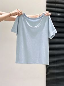 LUOSHAO | Solid Color Simple Round Neck Loose Summer T-Shirt