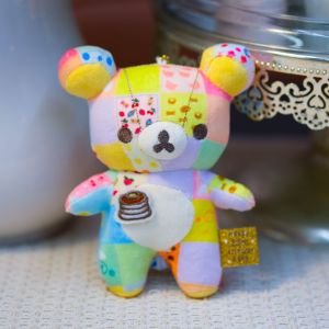 Bandai | 7/12cm Patchwork Limited Rilakkuma bear Plush Keychain Kiiroitori Doll Pendant Cute Relax bear Cartoon Decoration Holiday Gift
