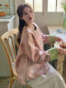 ROUJE LONDE New Chinese Style Embroidered Jacket Womens Spring Autumn Short Top High Sense Floral Patterned Button up Coat